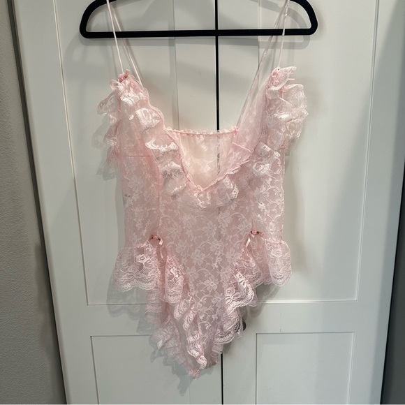 Vintage TOSCA lingerie made in California pink lace Teddy large nylon JCPenney - Picture 3 of 8